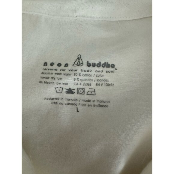 NEON BUDDHA White Cotton Blend Button Front Long Sleeve Top/Shacket Sz L - Picture 9 of 9